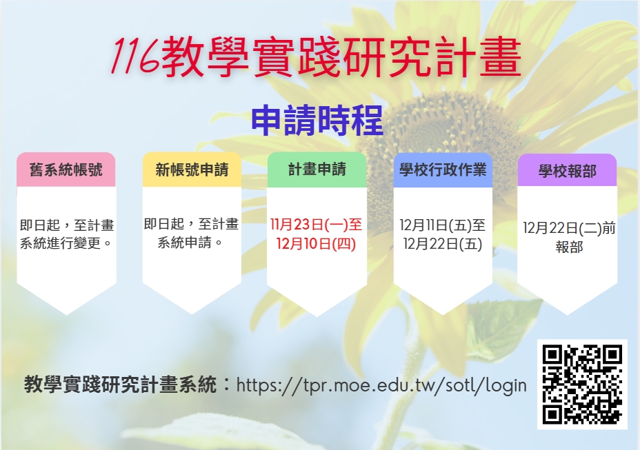 116教學實踐研究計畫時程